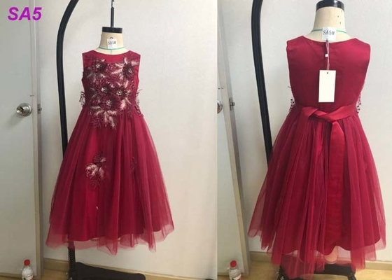 De Kleding van het de Bloemmeisje van mooie Kantkinderen voor Volledige de Lengteo Hals van de Verjaardagspartij