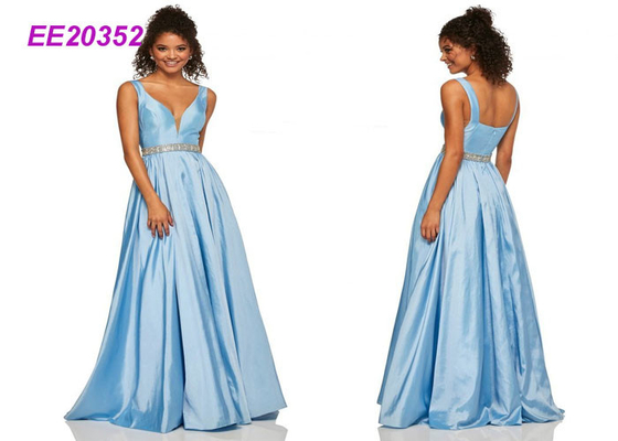 Sleeveless Luxuey-Bal van Prom van de Vloerlengte kleedt Zoete Partijkleding in Blauw