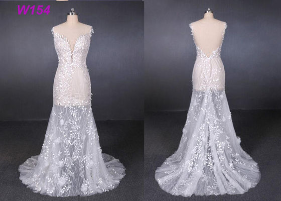 Transparante van de het Kanttoepassing van Tulle Gemaakte het Huwelijkskleding Aangepaste Fabriek